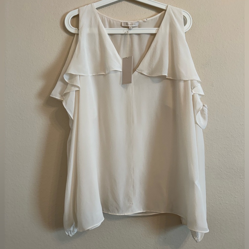 Mika Mindel 100% Silk Cold Shoulder Vienna Blouse XL